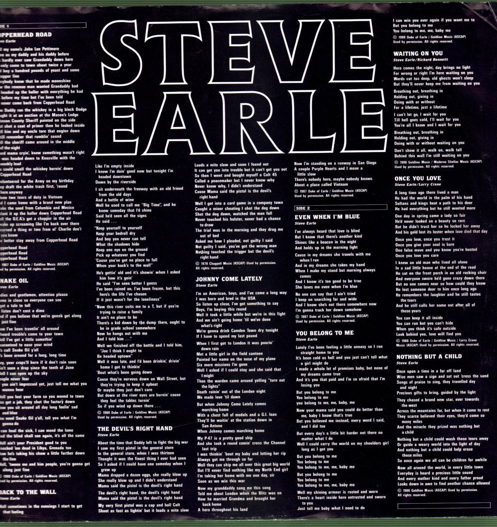 Steve Earle - Copperhead Road - Lp