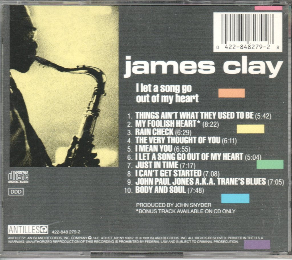 James Clay - I Let A Song Go Out Of My Heart - Cd
