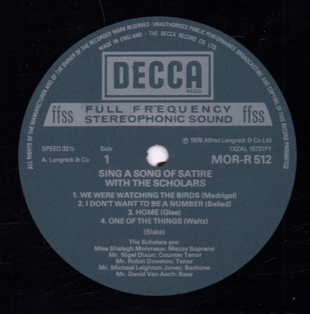 Howard Blake - Sing A Song Of Satire With The Scholars - Lp