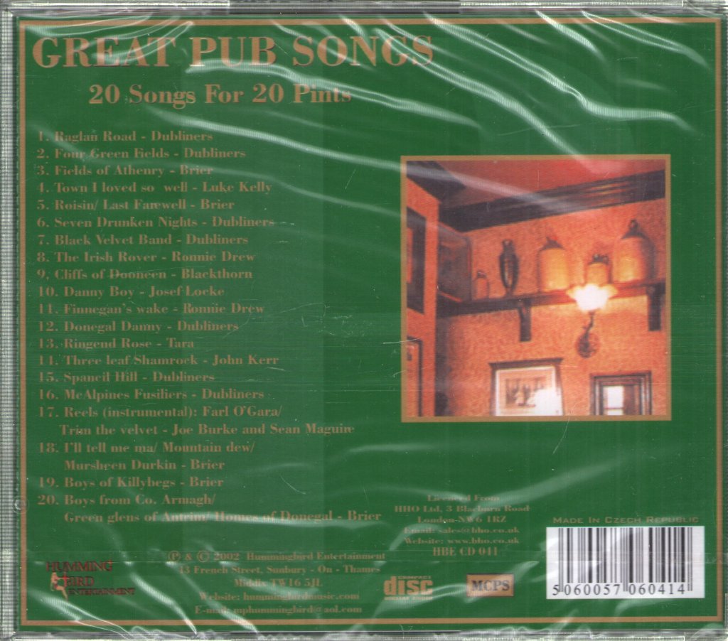 Great Pub Songs - 20 Songs For 20 Pints - Cd