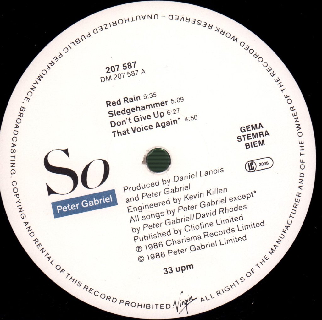 Peter Gabriel - So - Lp
