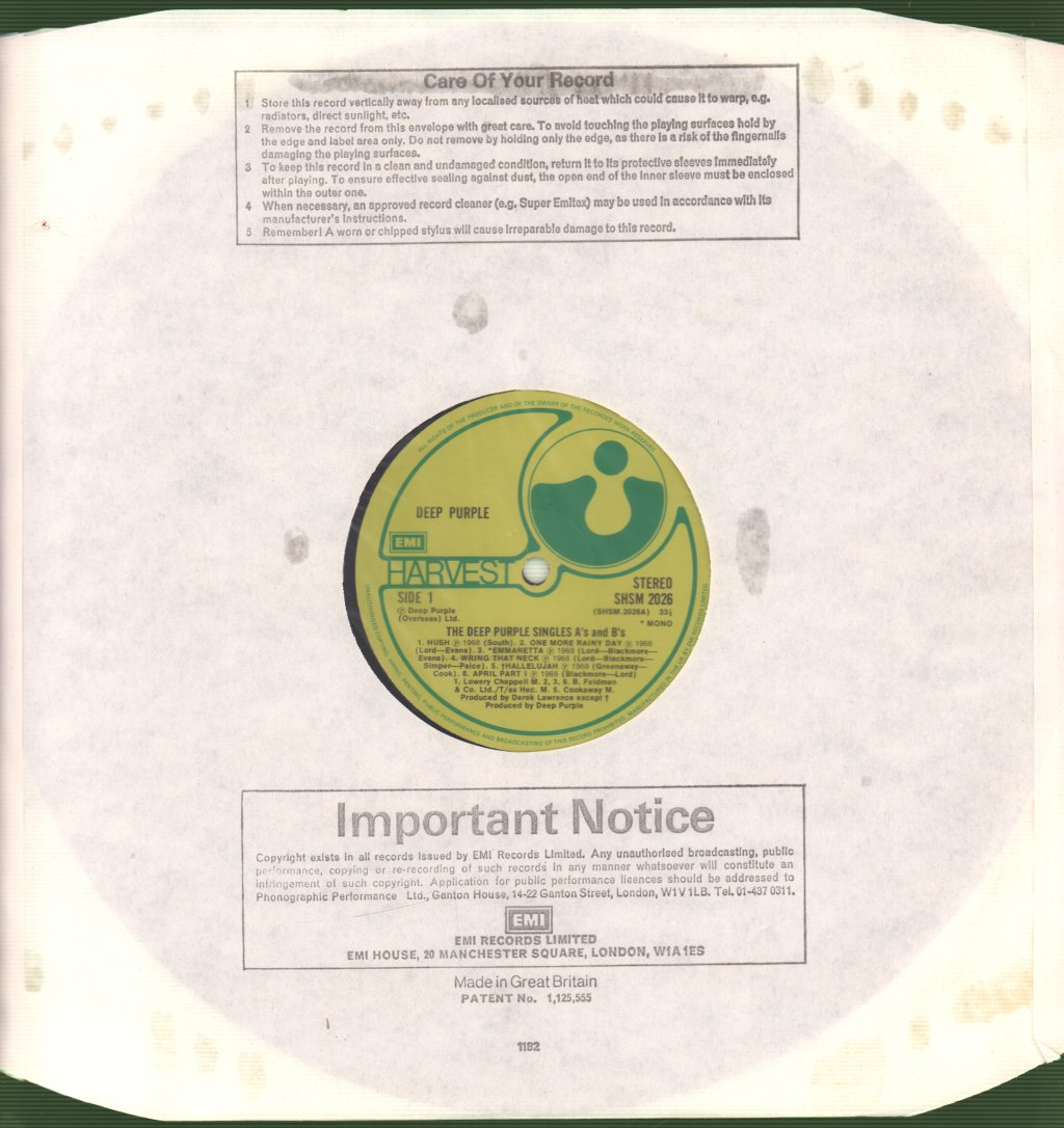 Deep Purple - Singles A's And B's - Lp