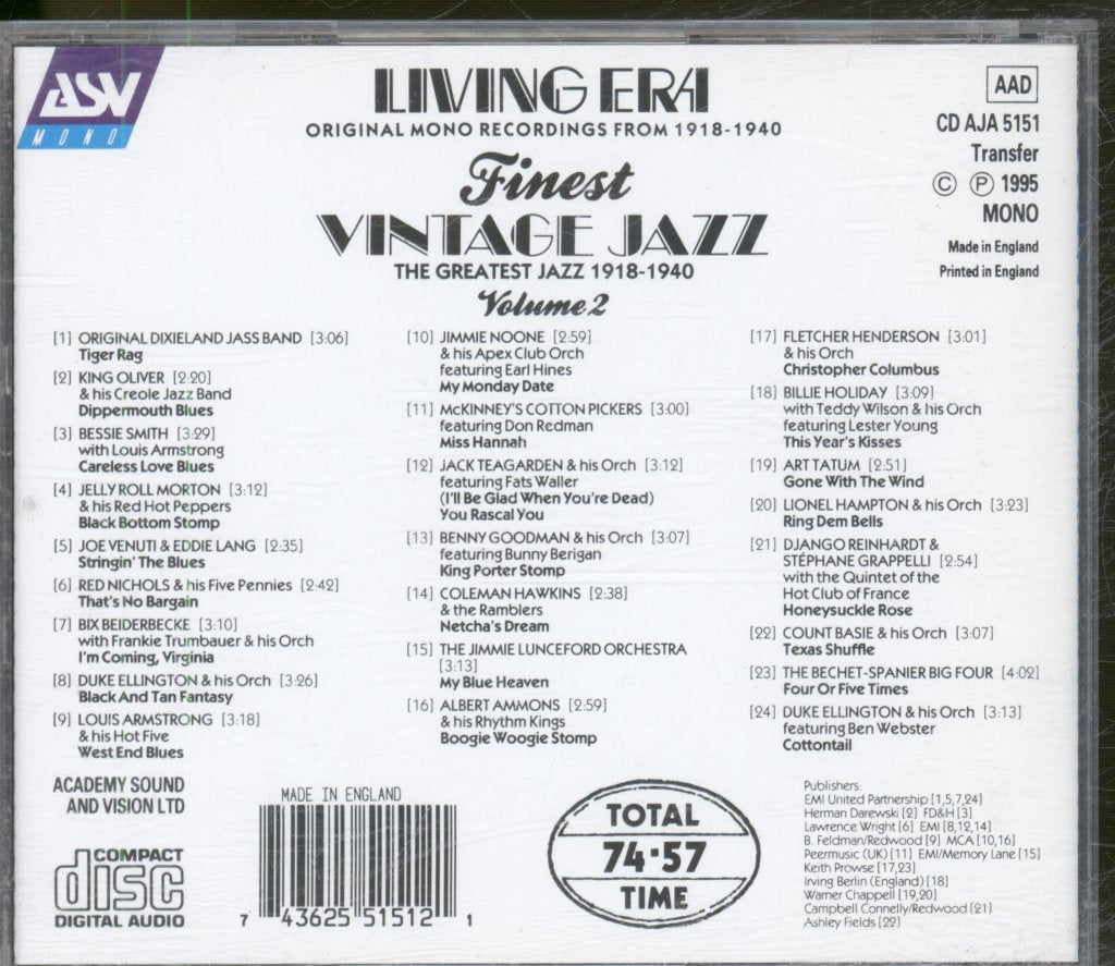 Various Artists - Finest Vintage Jazz Volume 2 - Cd
