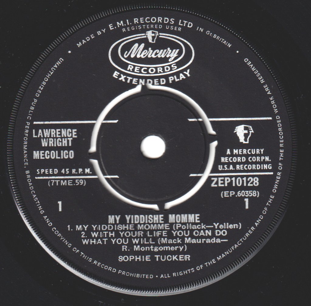 Sophie Tucker - my yiddishe momme - 7 Inch