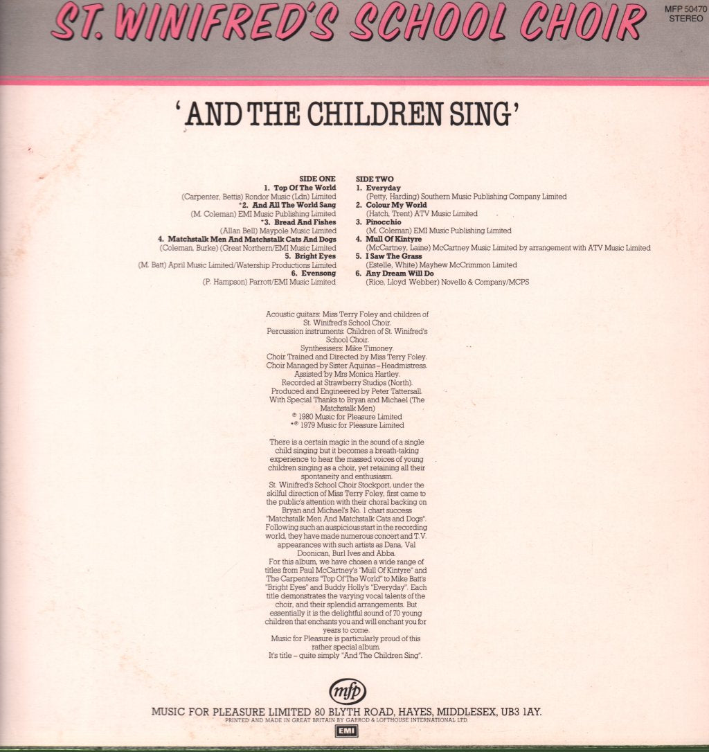 St Winifreds School Choir - And The Children Sing - Lp