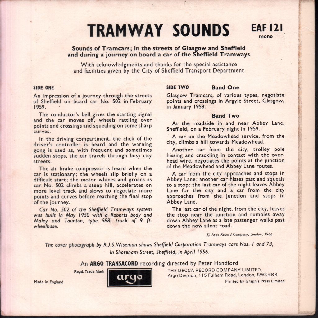 No Artist - Tramway Sounds - 7 Inch