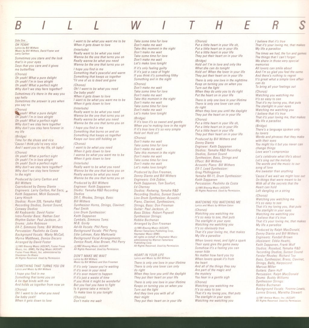 Bill Withers - Watching You Watching Me - Lp