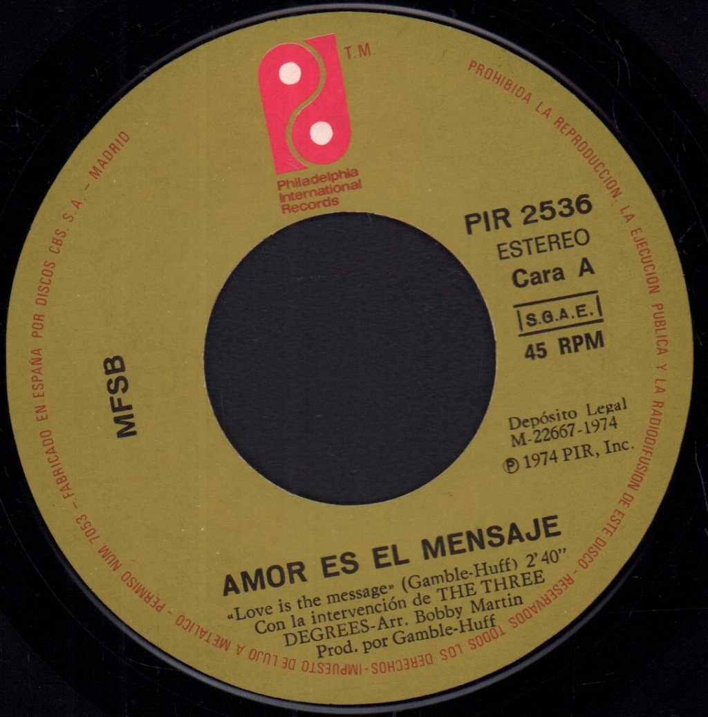 MFSB - Amor Es El Mensaje - 7 Inch