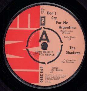 Shadows - Don't Cry For Me Argentina - 7 Inch
