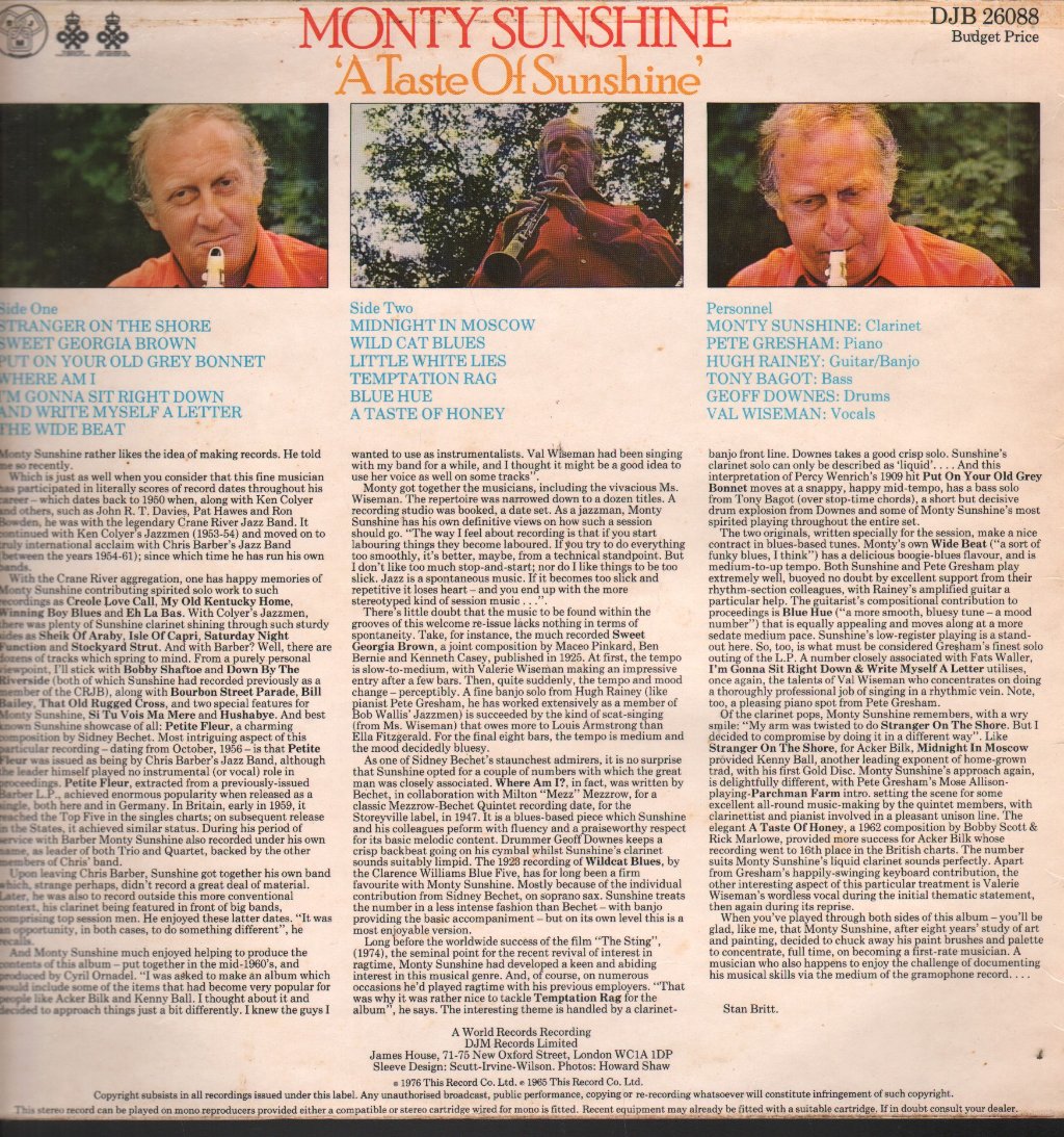 Monty Sunshine - A Taste Of Sunshine - Lp