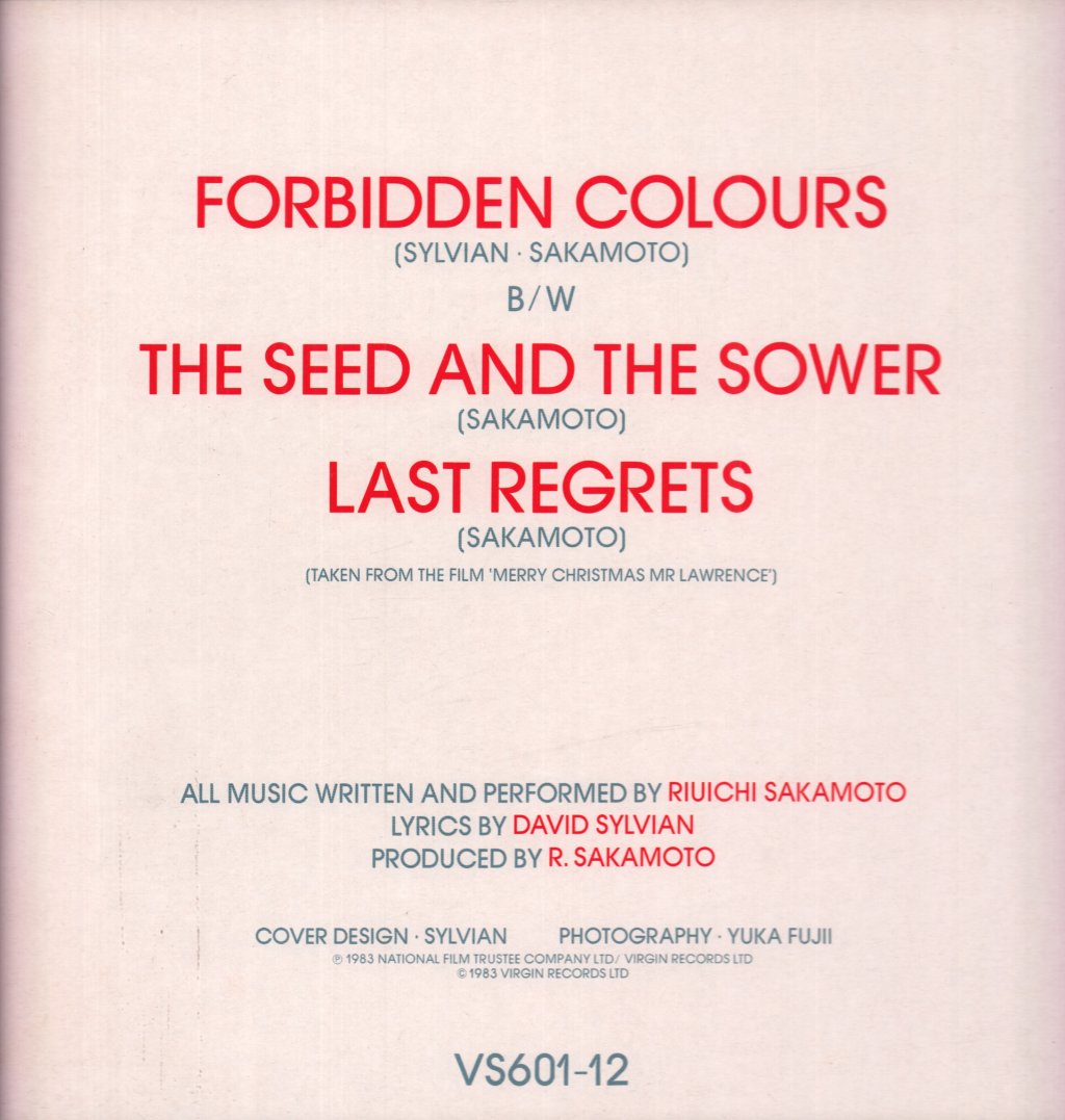 David Sylvian And Riuichi Sakamoto - Forbidden Colours - 12 Inch