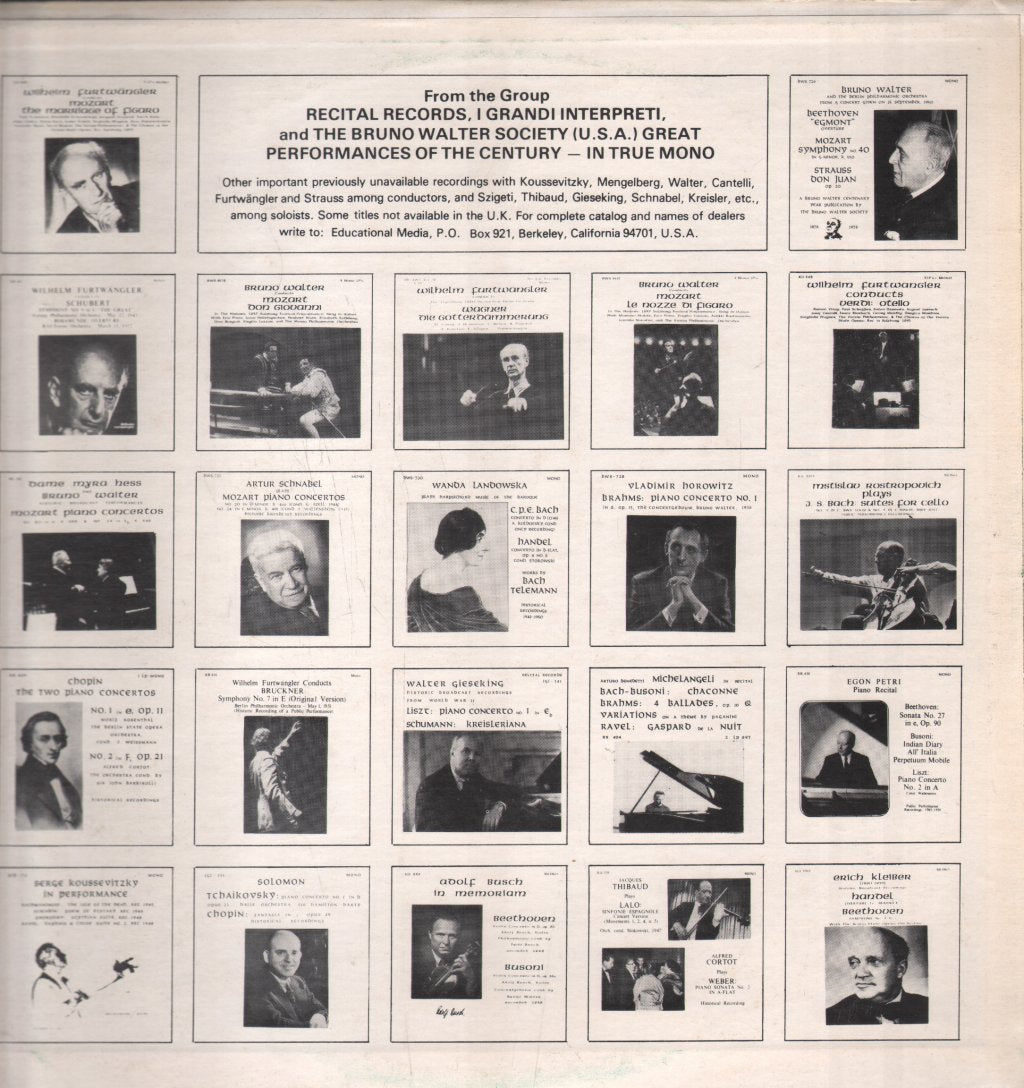 Bronislaw Huberman - Plays Mozart Violin Concertos - Lp