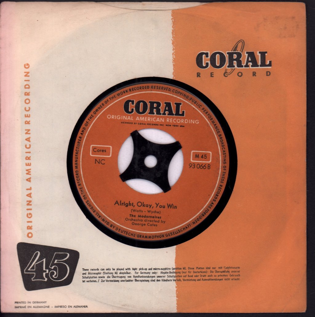 Modernaires - At My Front Door / Alright, Okay, You Win - 7 Inch