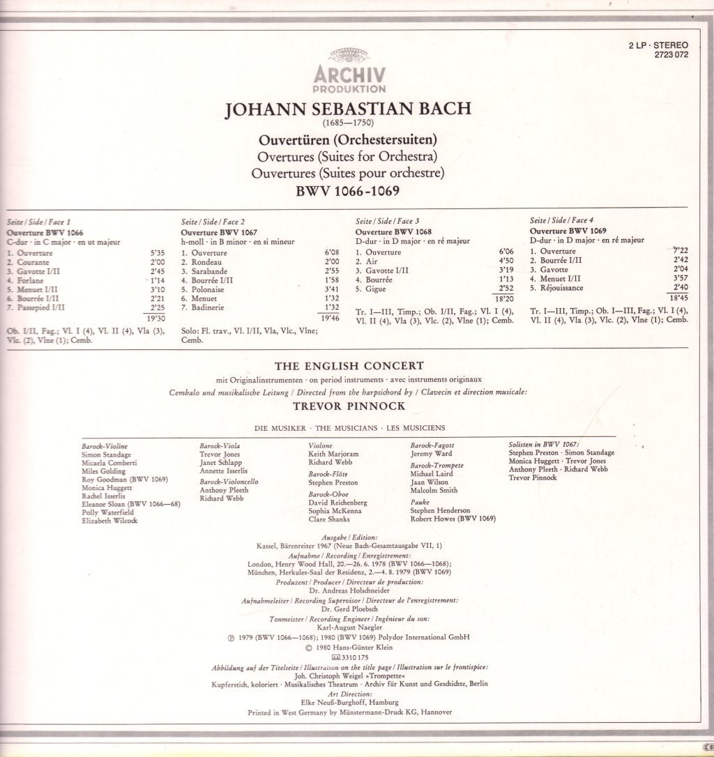 English Concert / Trevor Pinnock - Johann Sebastien Bach - Ouvertüren BWV 1066-1069 - Double Lp