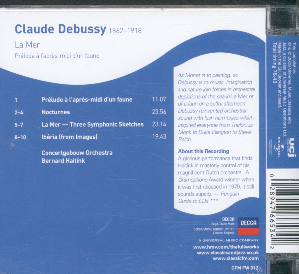 Concertgebouw Orchestra - La Mer / Prélude à L'après-midi D'un Faune - Cd