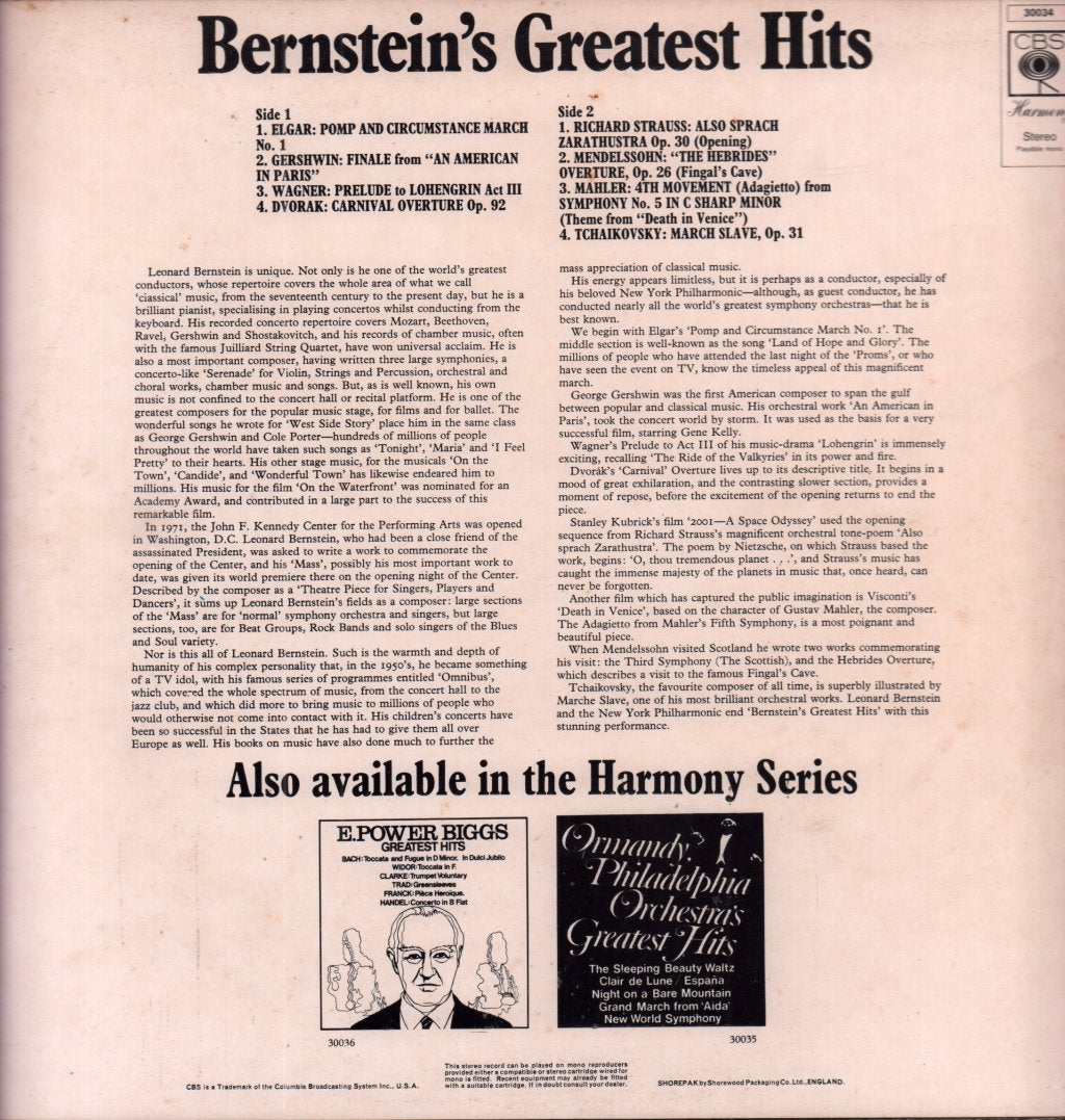 Leonard Bernstein / New York Philharmonic - Bernstein's Greatest Hits - Lp