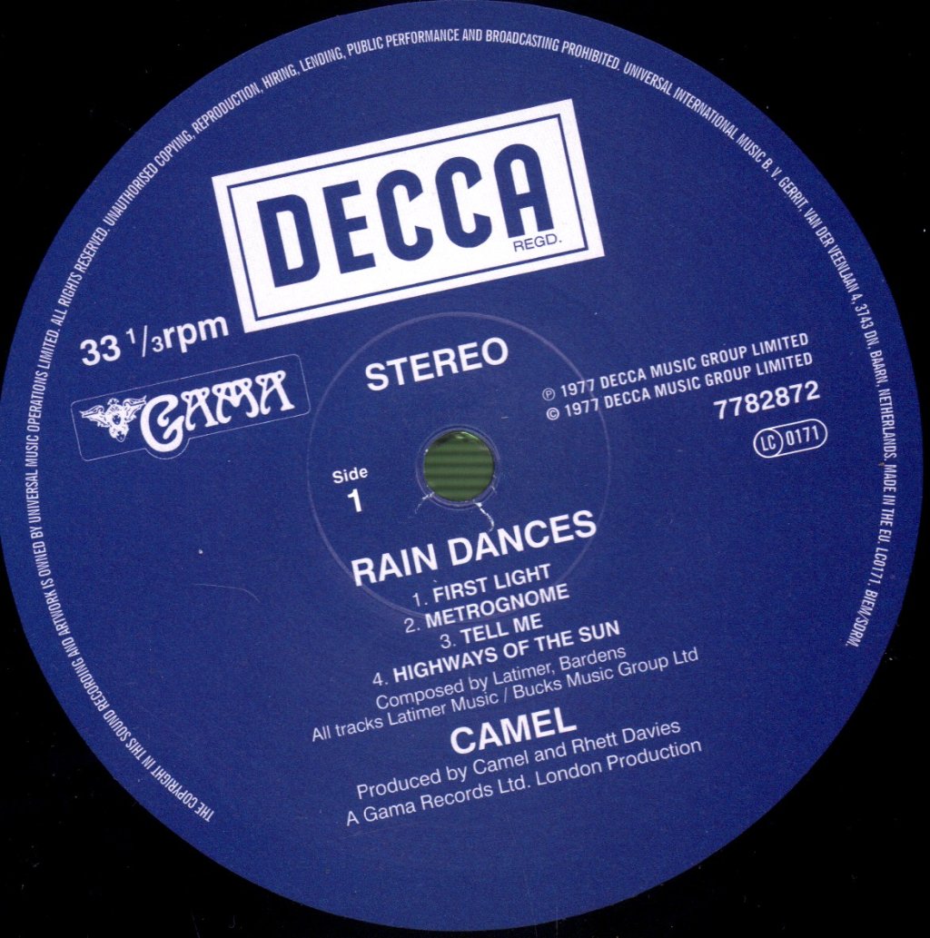 Camel - Rain Dances - Lp