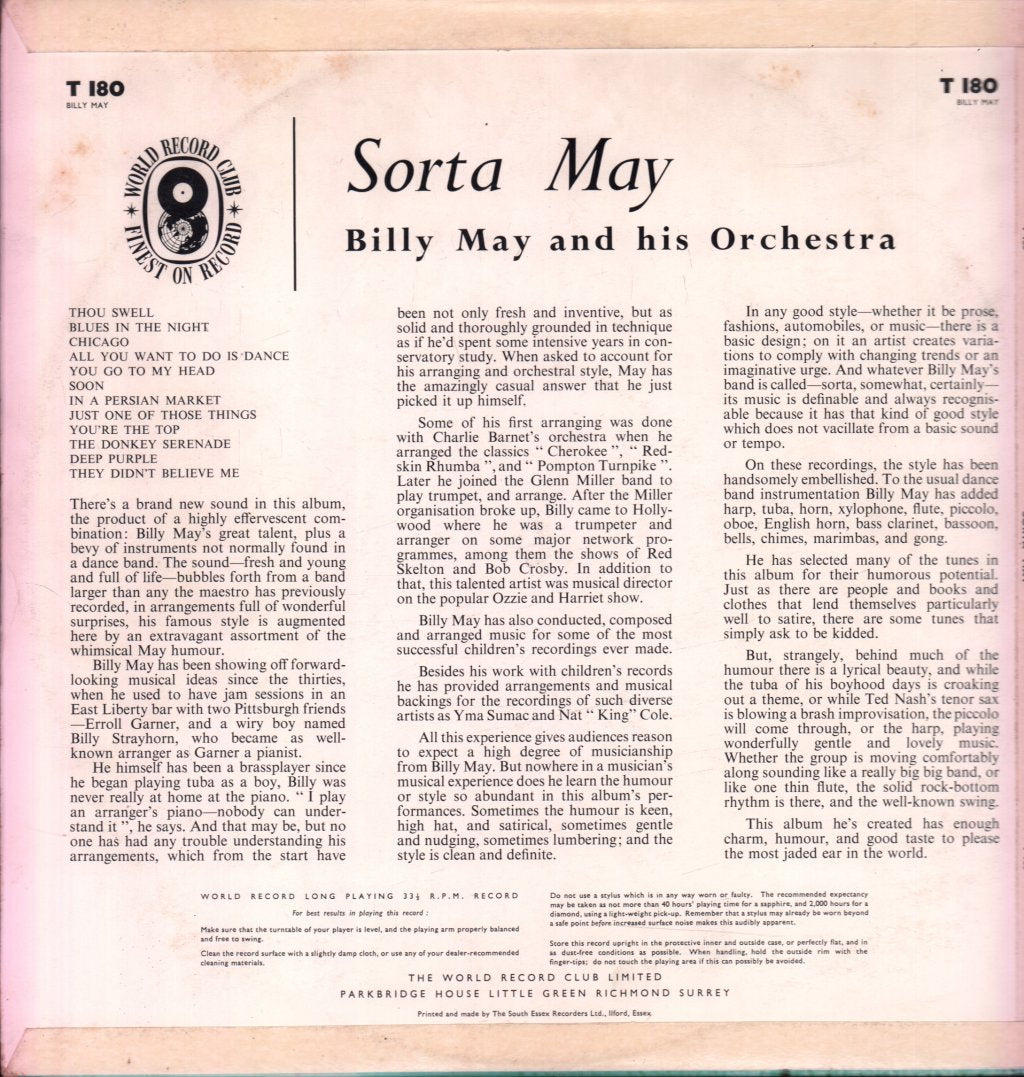 Billy May And His Orchestra - Sorta May - Lp