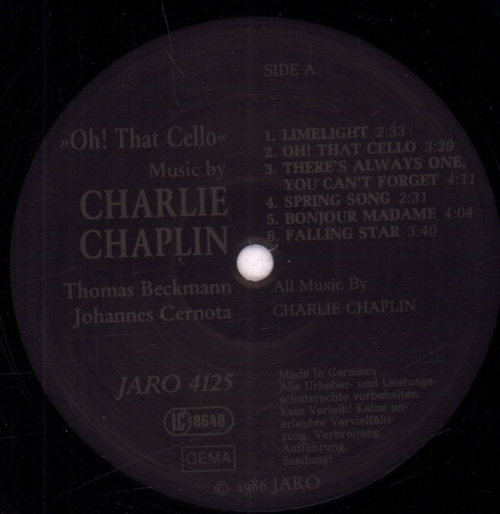 Thomas Beckman/Johannes Cernota - Oh That Cello Music By Charlie Chaplin - Lp