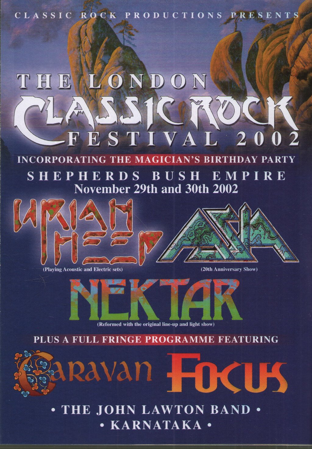 Uriah Heep/Asia/Nektar - London Classic Rock Festival - Flyer