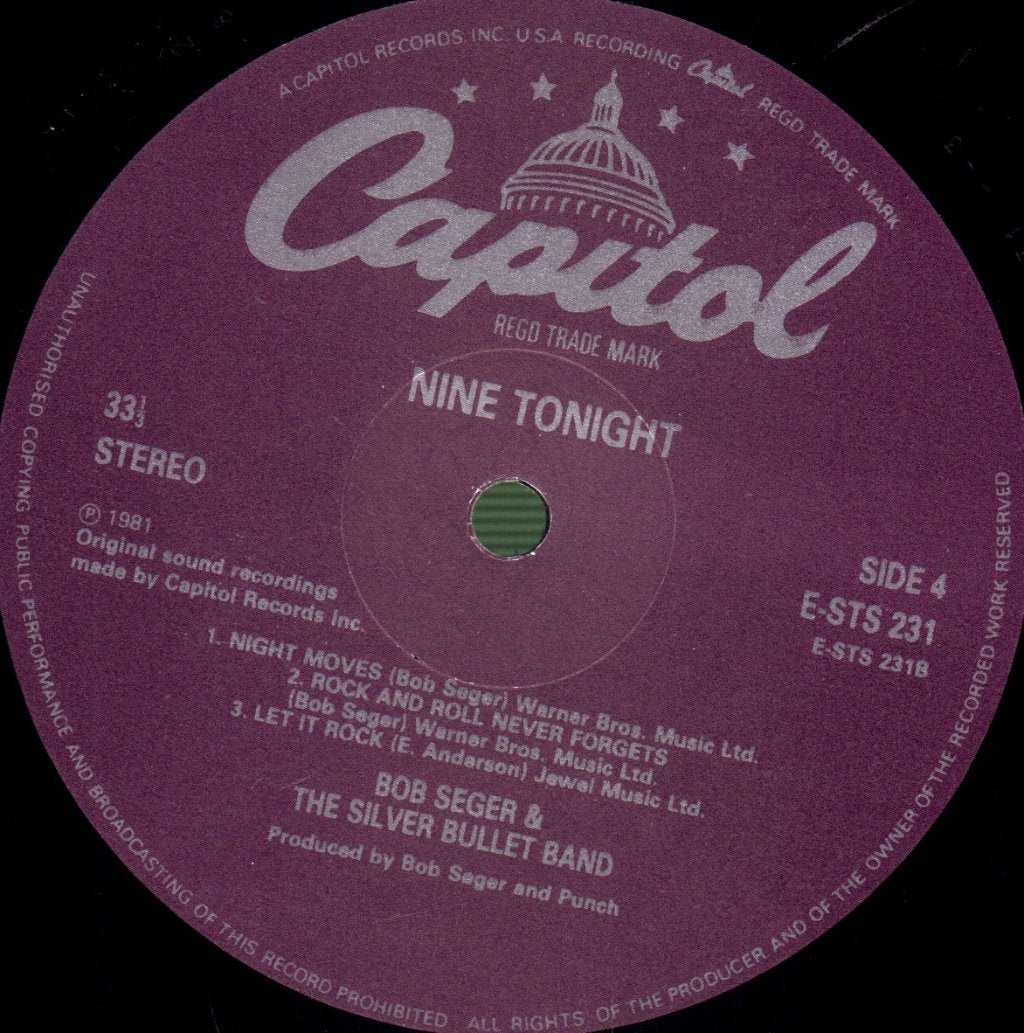 Bob Seger And The Silver Bullet Band - Nine Tonight - Double Lp