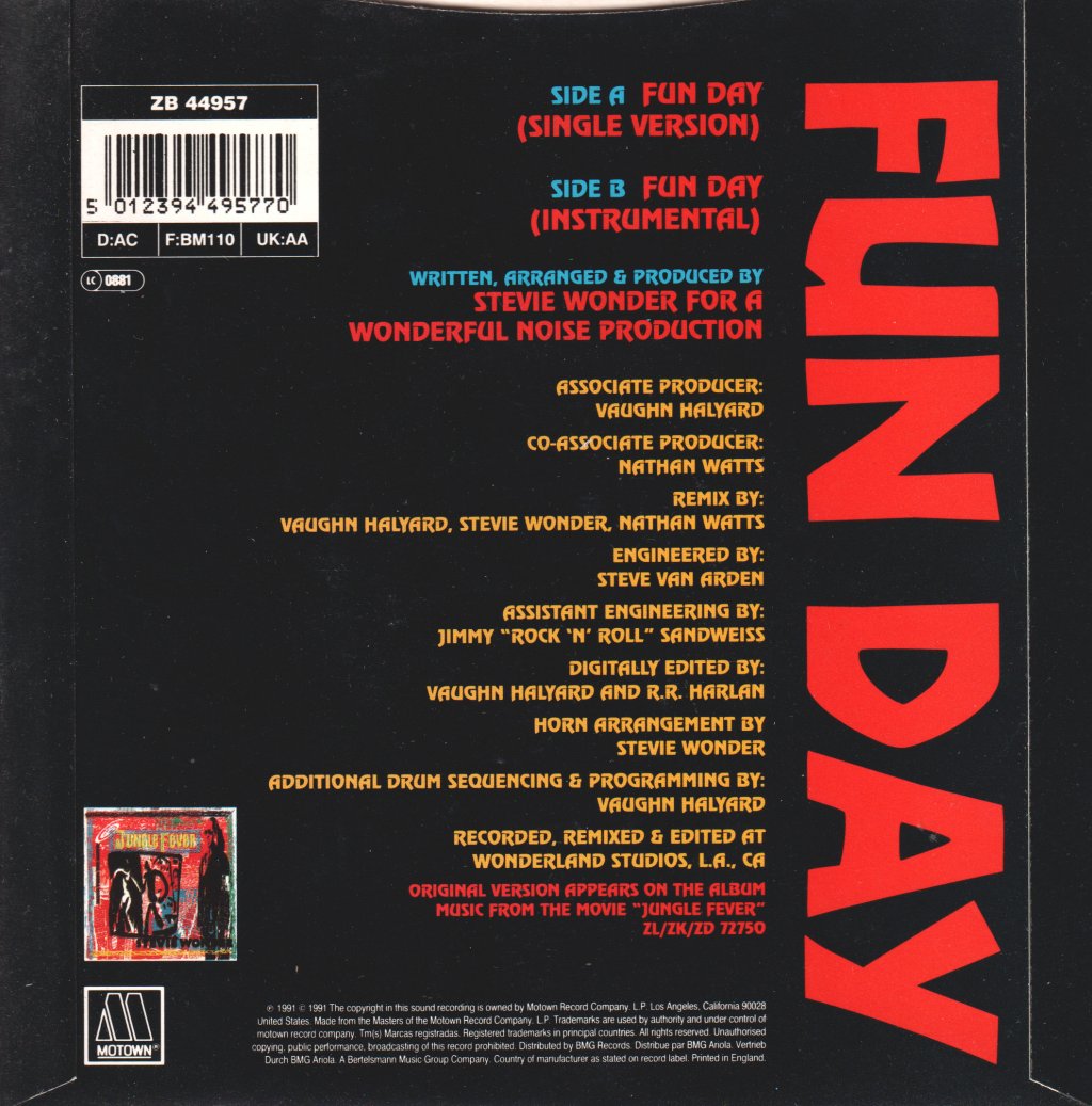 Stevie Wonder - Fun Day - 7 Inch