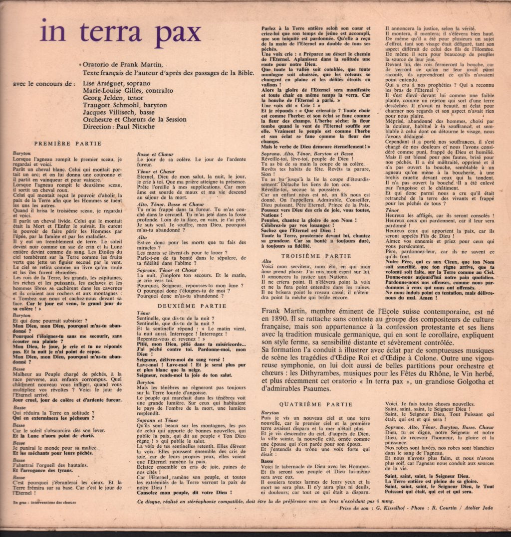 frank martin in terra pax - saint cere - Lp