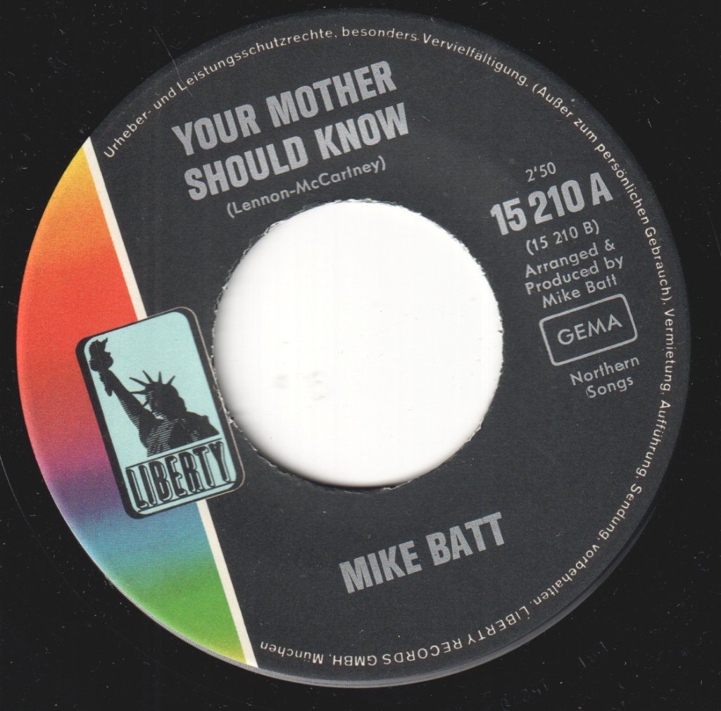 Mike Batt - Your Mother Should Know	/ Suddenly - 7 Inch
