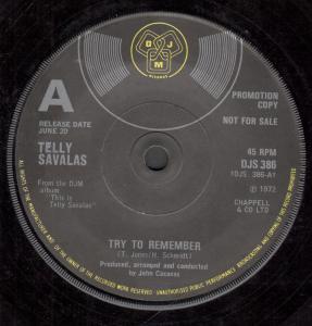 Telly Savalas - Try To Remember - 7 Inch