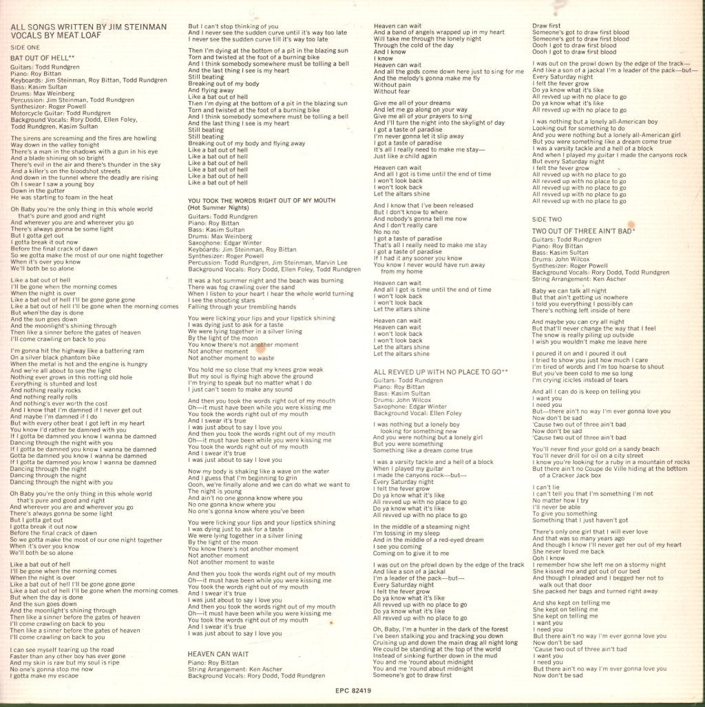 Meat Loaf - Bat Out Of Hell - Lp
