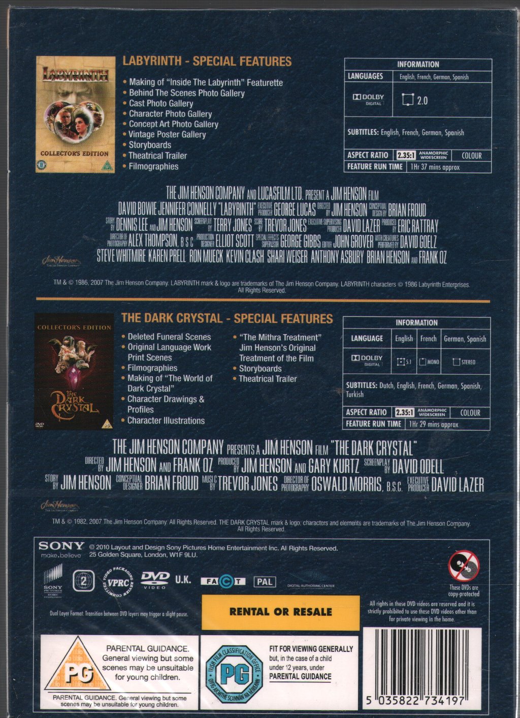 Jim Henson - Labyrinth / The Dark Crystal - Dvd