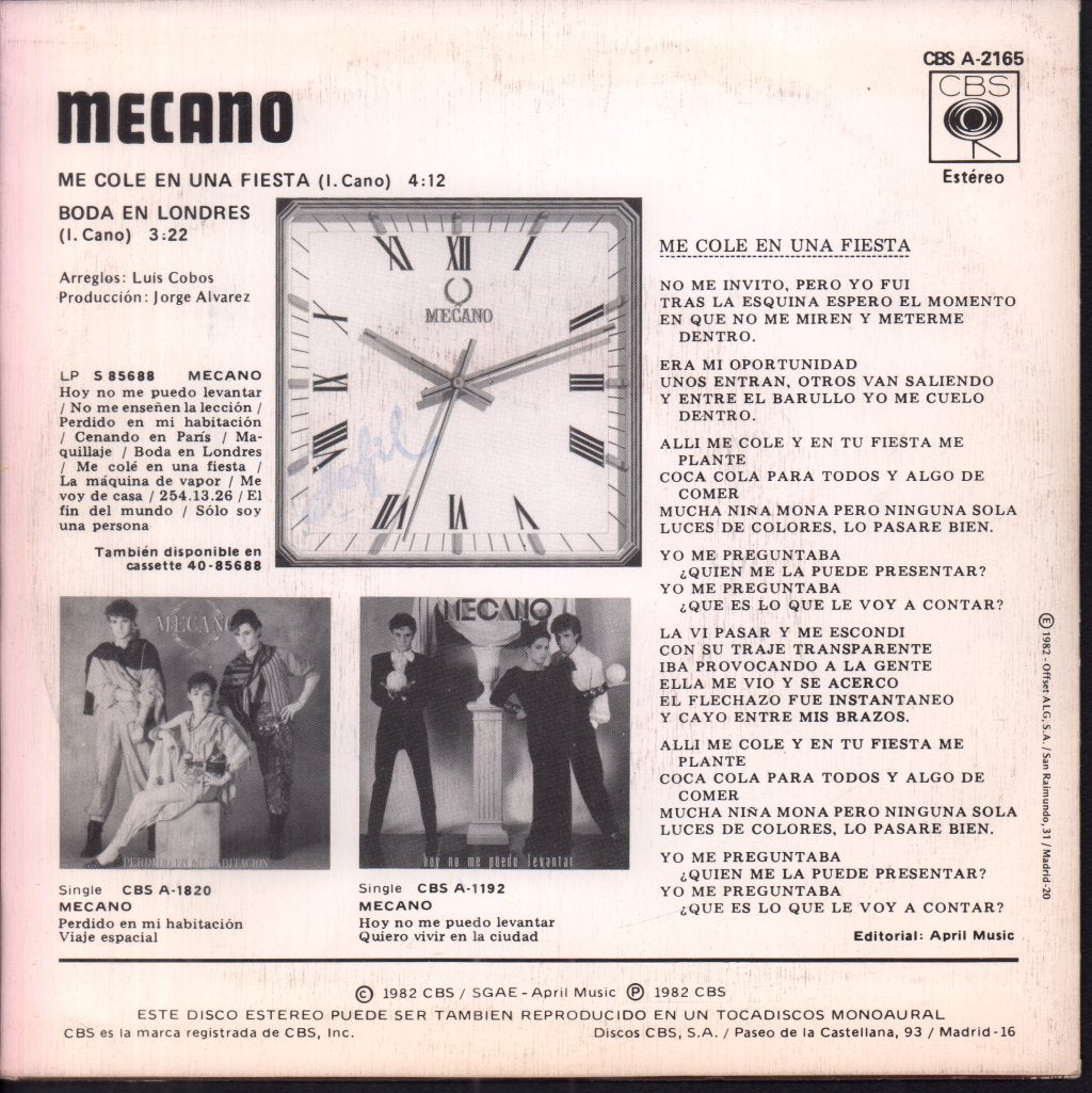 Mecano - Me Cole En Una Fiesta - 7 Inch