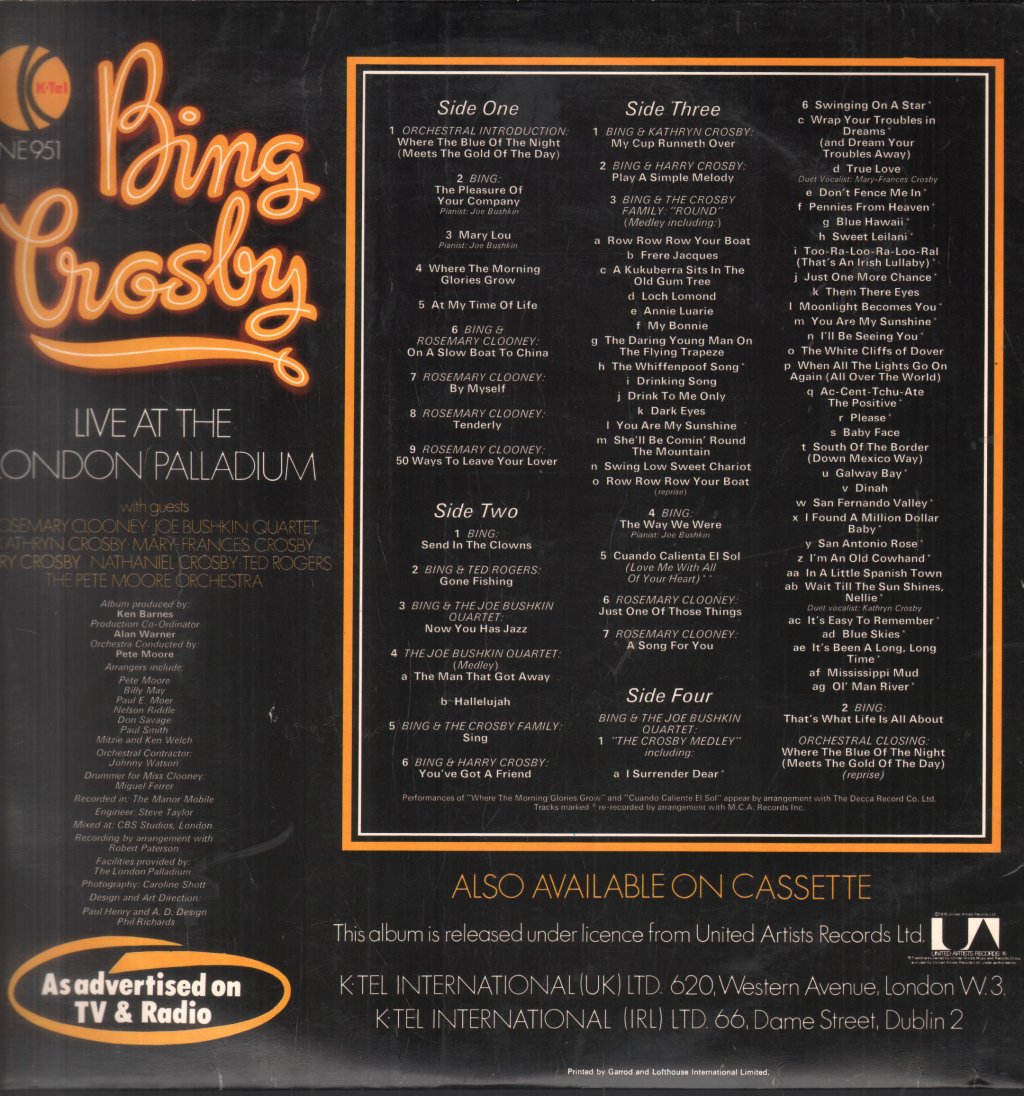 Bing Crosby - Live At The London Palladium - Double Lp