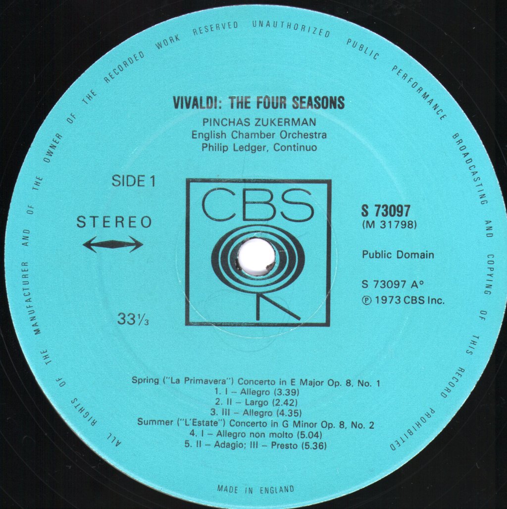 Pinchas Zukerman - Four Seasons - Lp