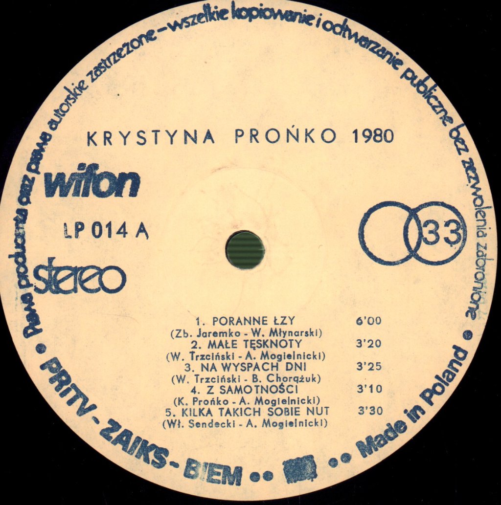 Krystyna Pronko - 1980 - Lp