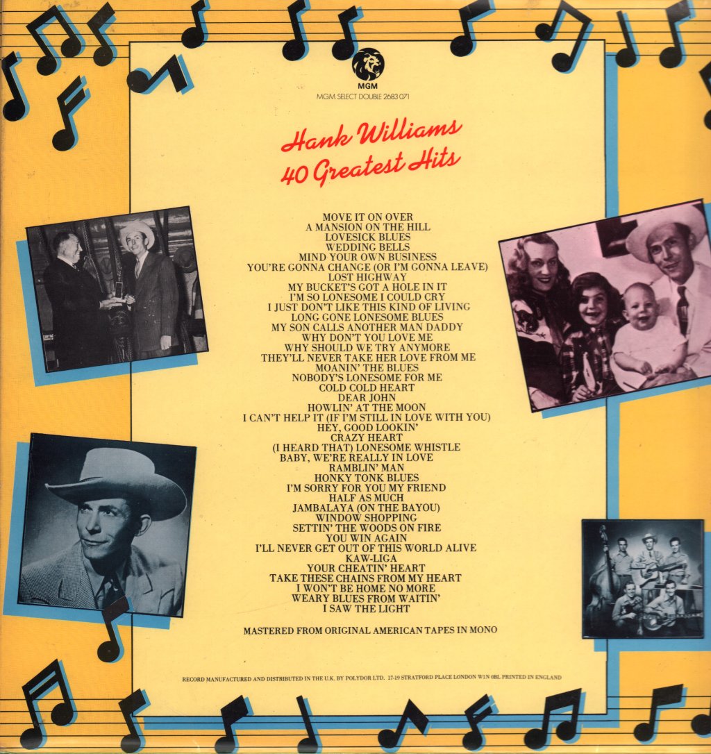 Hank Williams - 40 Greatest Hits - Double Lp