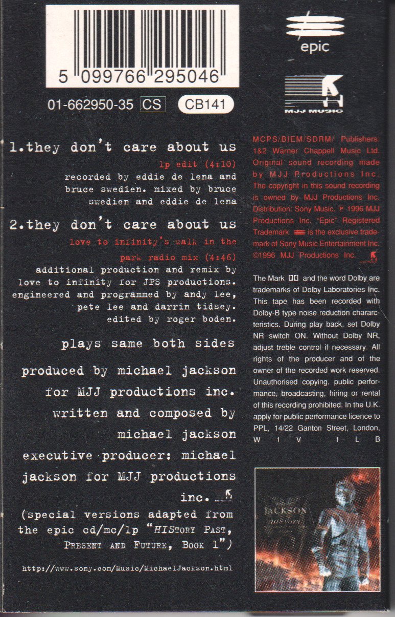 Michael Jackson - They Don't Care About Us - Cassette