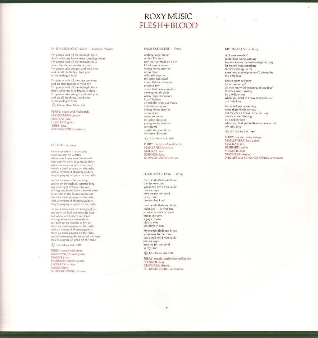 Roxy Music - Flesh And Blood - Lp