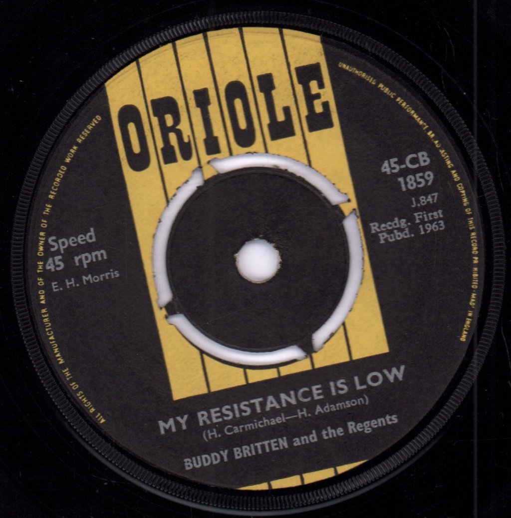 Buddy Britten And The Regents - My Resistance Is Low - 7 Inch