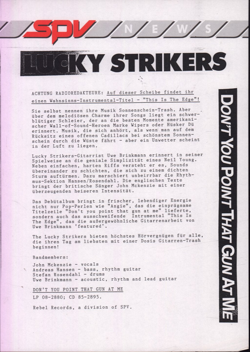 Lucky Strikers - Don't You Point That Gun At Me - Lp