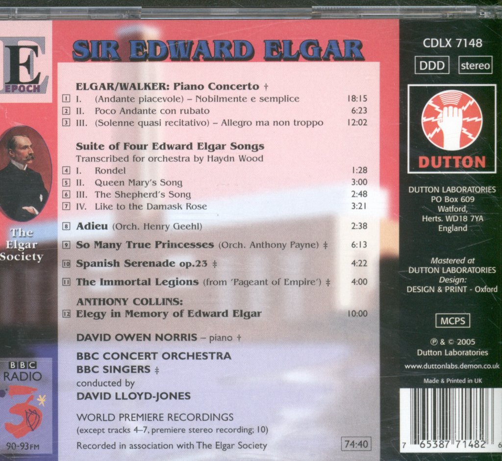 David Owen Norris, BBC Concert Orchestra, BBC Singers, David Lloyd-Jones - Elgar - sketches, drafts & recordings of his Piano Concerto Realised for performance by Robert Walker - Cd