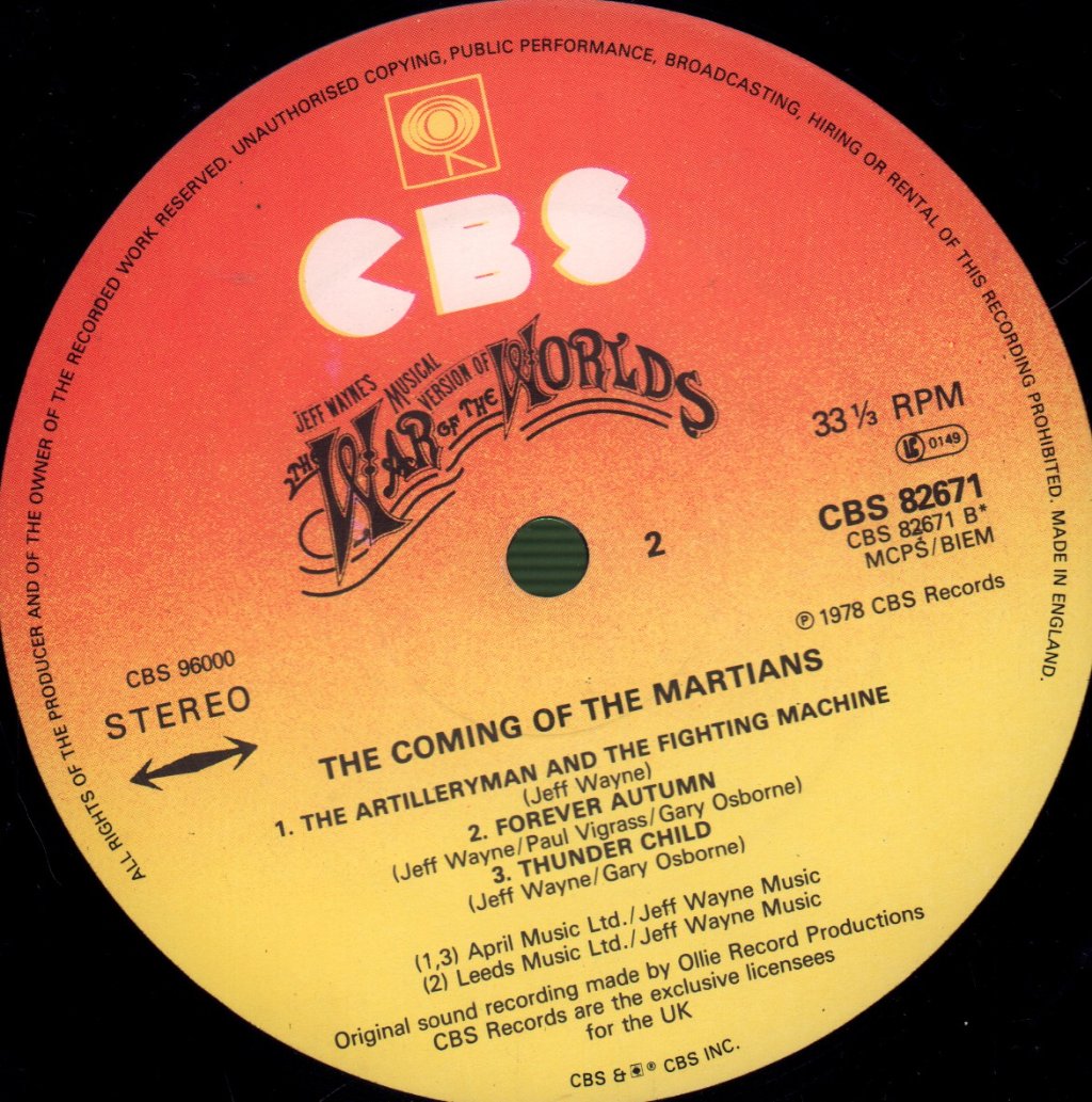 Jeff Wayne - War Of The Worlds - Double Lp