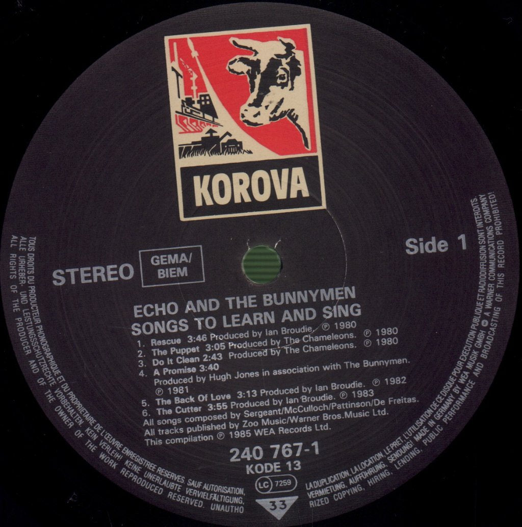 Echo & The Bunnymen - Songs To Learn And Sing - Lp
