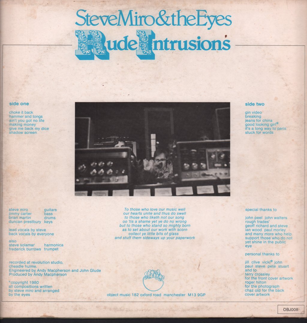 Steve Miro And The Eyes - Rude Intrusions - Lp