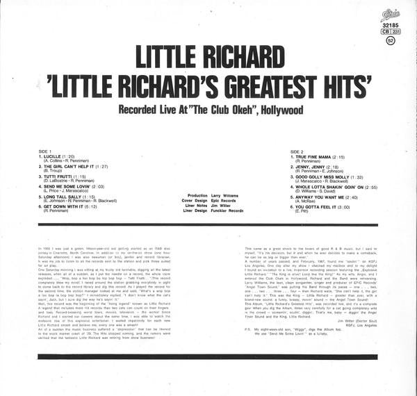 Little Richard - Little Richard's Greatest Hits Recorded Live - Lp