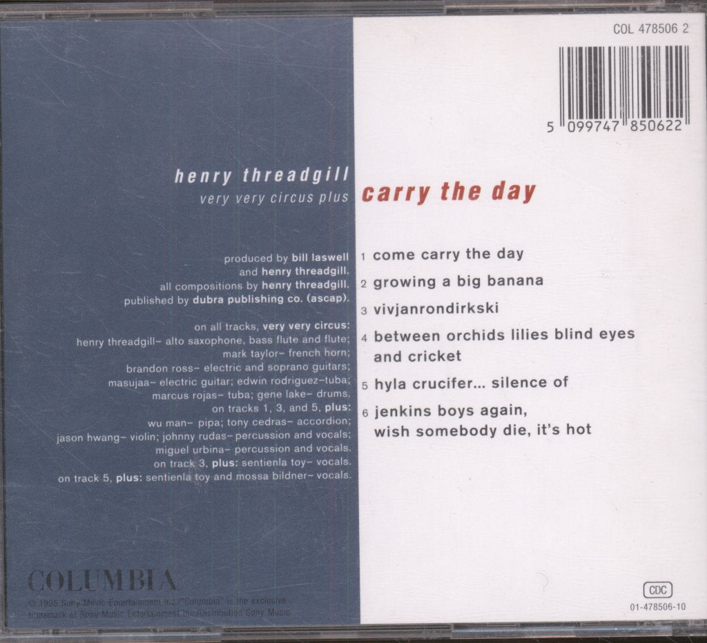 Henry Threadgill Very Very Circus - Carry The Day - Cd