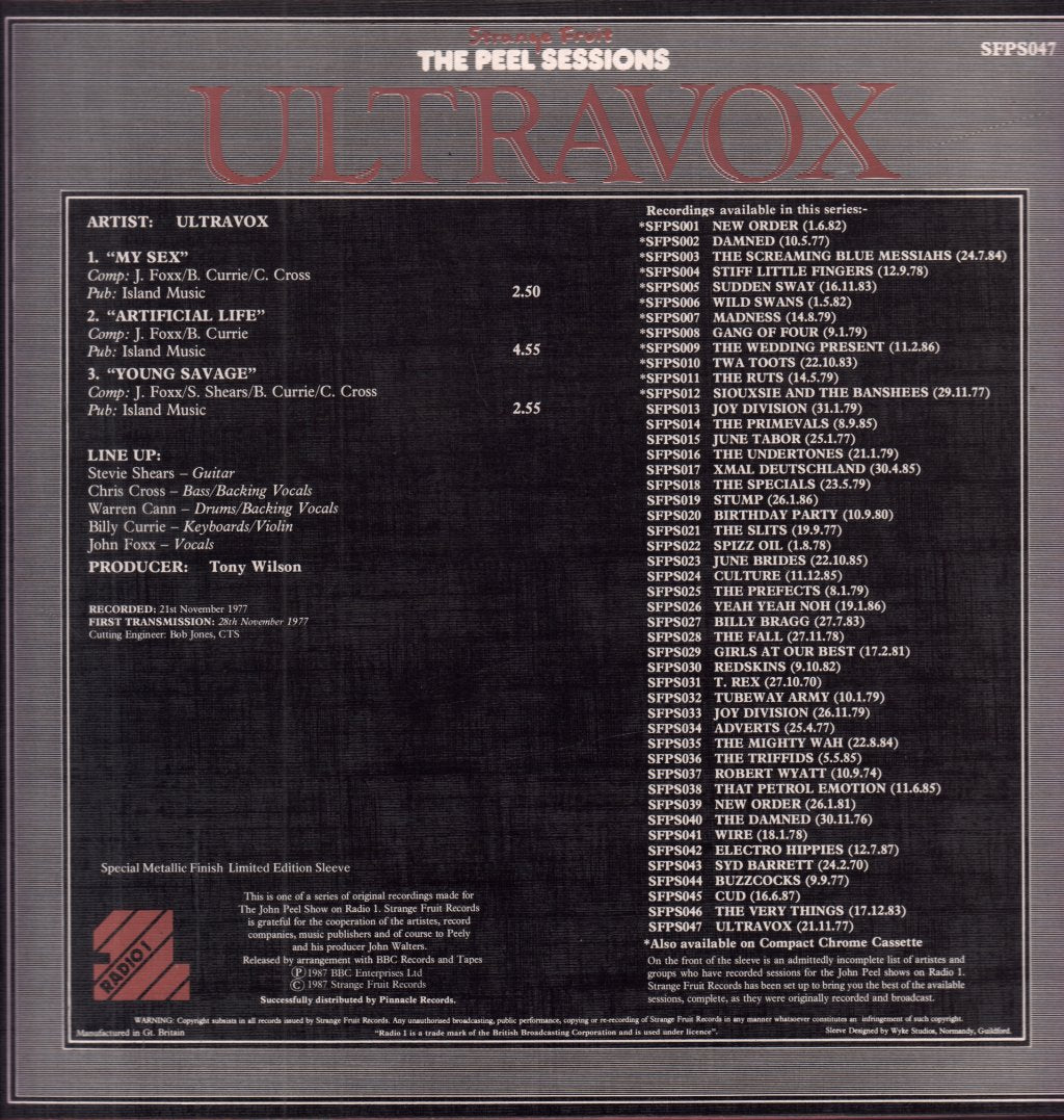 Ultravox - Peel Sessions - 12 Inch