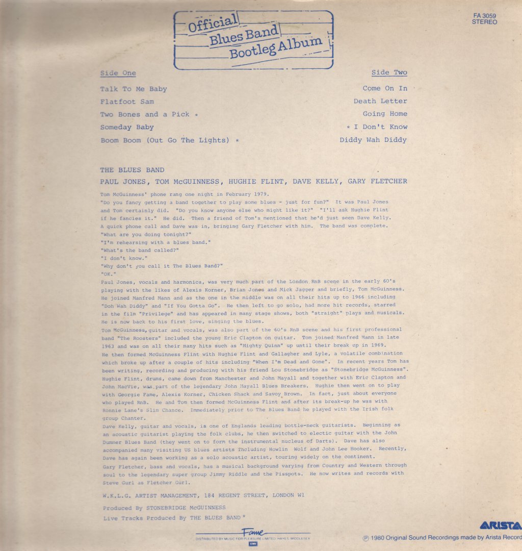 Blues Band - Official Bootleg Album - Lp