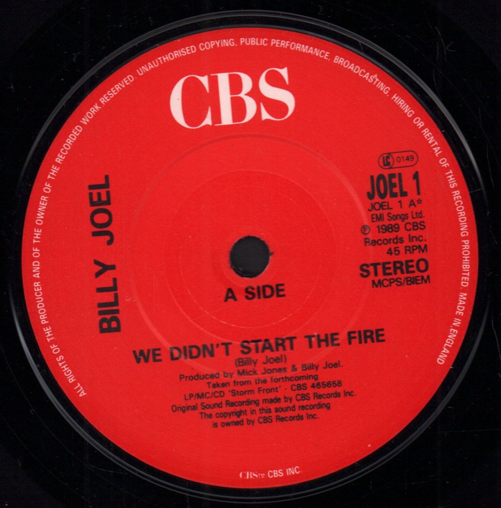 Billy Joel - We Didn't Start The Fire - 7 Inch