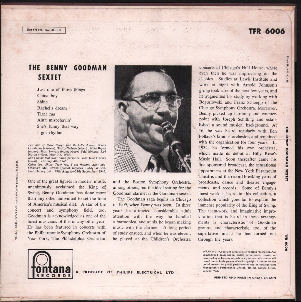 Benny Goodman Sextet - Benny Goodman Sextet - Lp